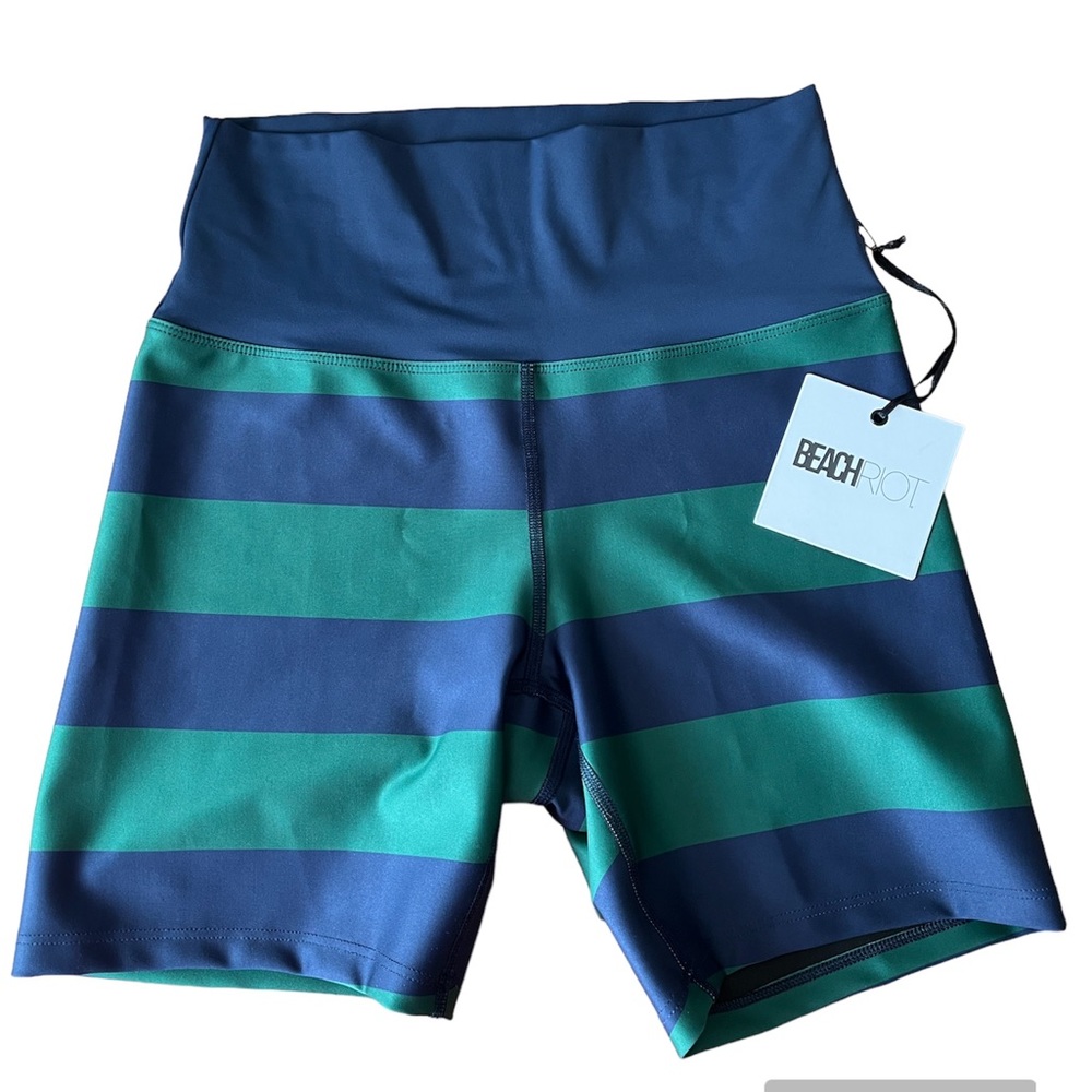 Beach Riot Verdant Rugby Stripe Bike Shorts Size Medium